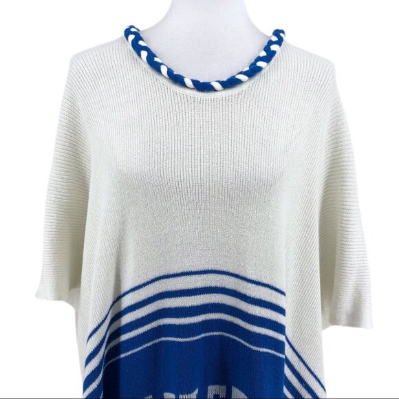 Blue Wildfox "Frida Traveler Fringe" Sweater/ Poncho XS - Picture 3 of 9